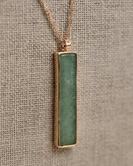 Long Necklace with Semi-Precious Stone Pendant