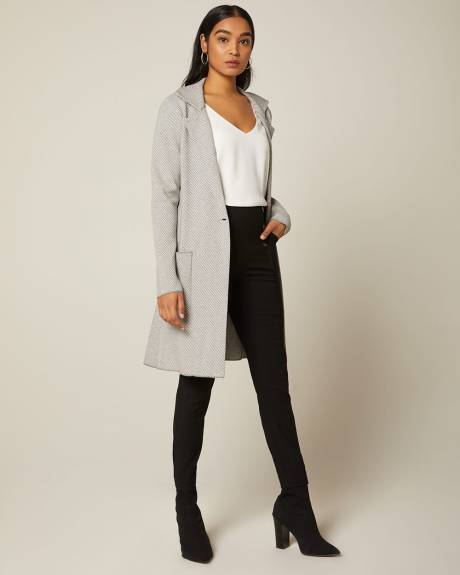 Longline patterned sweater coat