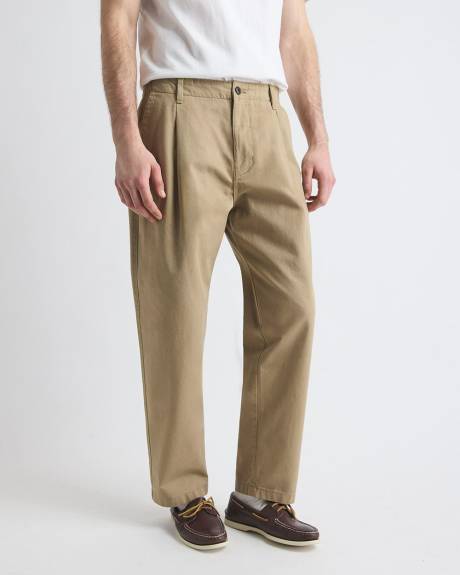Straight-Leg Pleated Chino Pant