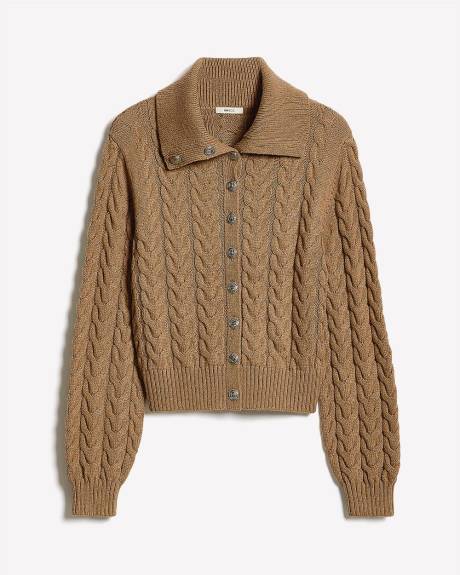 Long-Sleeve Collared Cardigan