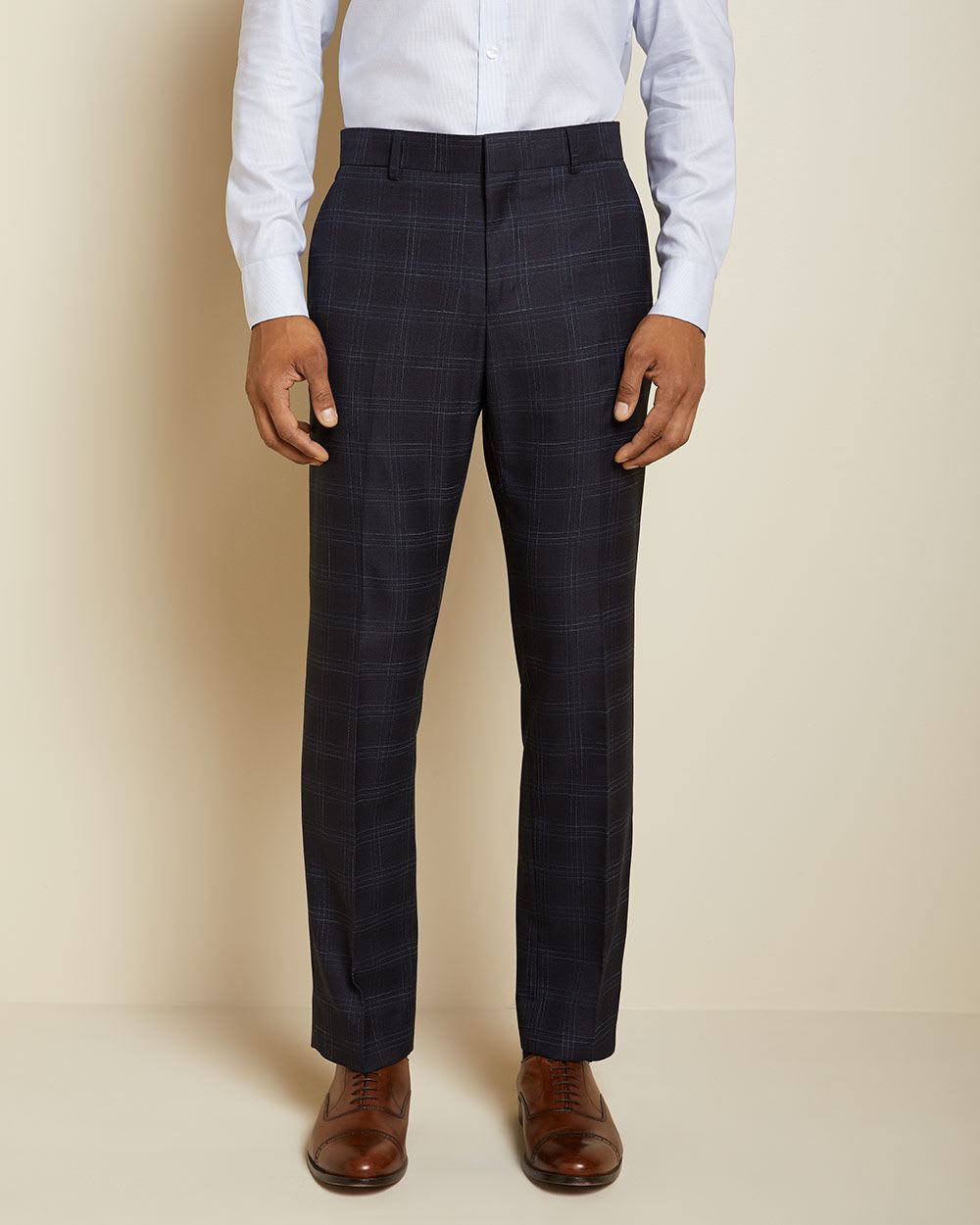 Tailored Fit checkered navy blue suit pant | RW&CO.