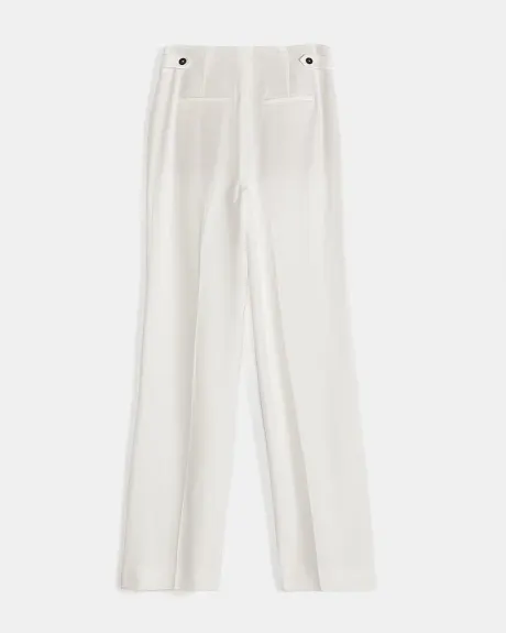 Pantalon Blanc à Jambe Large et Taille Haute en Piqué - 33 "