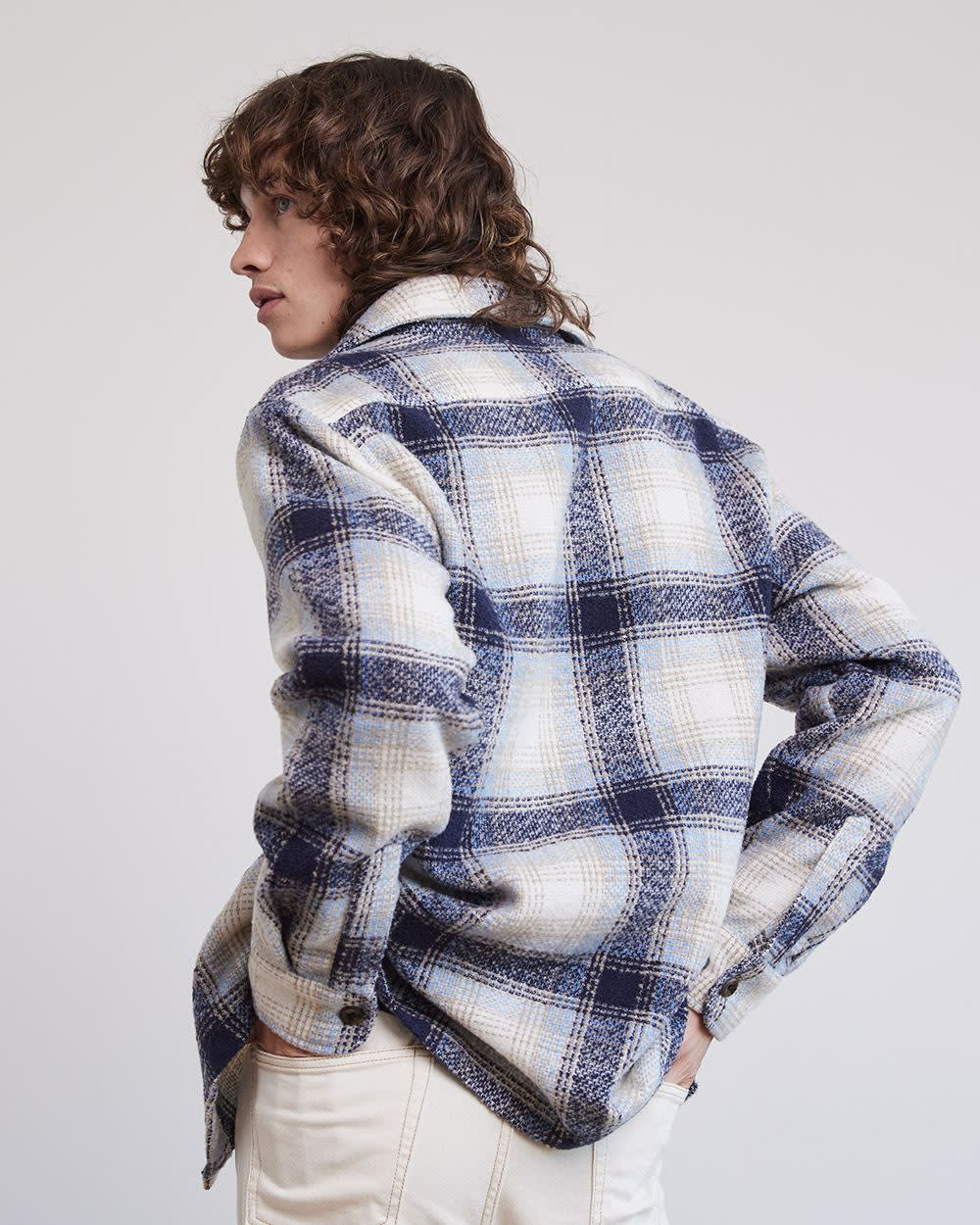 Plaid Blue and Cream Overshirt RW&CO.