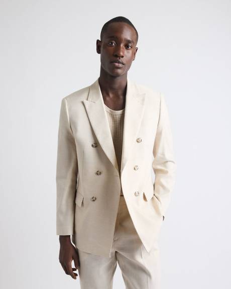 Tailored-Fit Double-Breasted Linen Suit Blazer