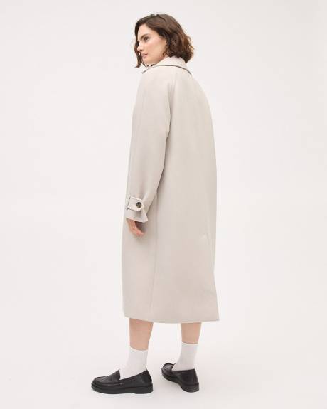 Manteau Trench en Serg&eacute; &agrave; Col Chemisier