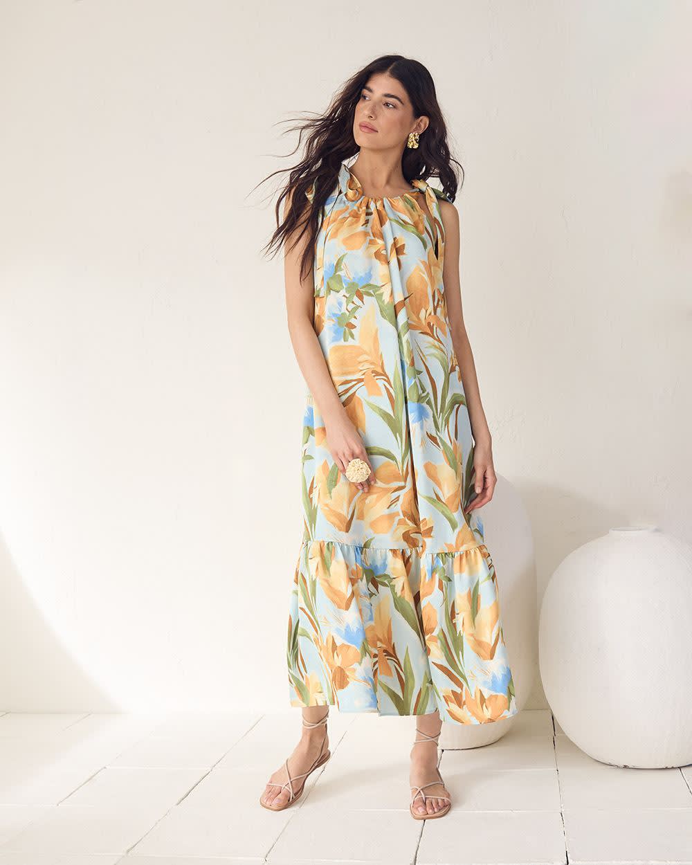 Sleeveless Halter-Neck Midi Dress | RW&CO.