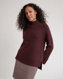 Relaxed-Fit Long-Sleeve Mock-Neck Tunic Sweater