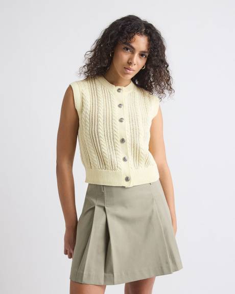 Jupe Mini Pliss&eacute;e &agrave; Coupe A &agrave; Taille Tr&egrave;s Haute