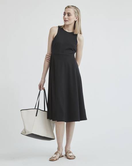 Halter-Neck Fit and Flare Midi Dress