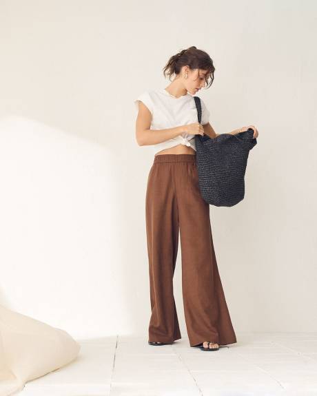 Haut &agrave; Manches Tr&egrave;s Courtes &agrave; Col Rond en M&eacute;lange de Lin