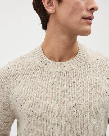 Pull Mouchet&eacute; &agrave; Col Rond et Manches Longues