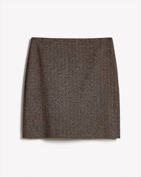 Straight Herringbone Mini Skirt