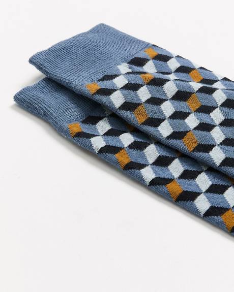 Socks with Square Geometric Pattern