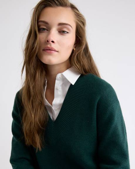 Robe Courte à Manches Longues et Col V