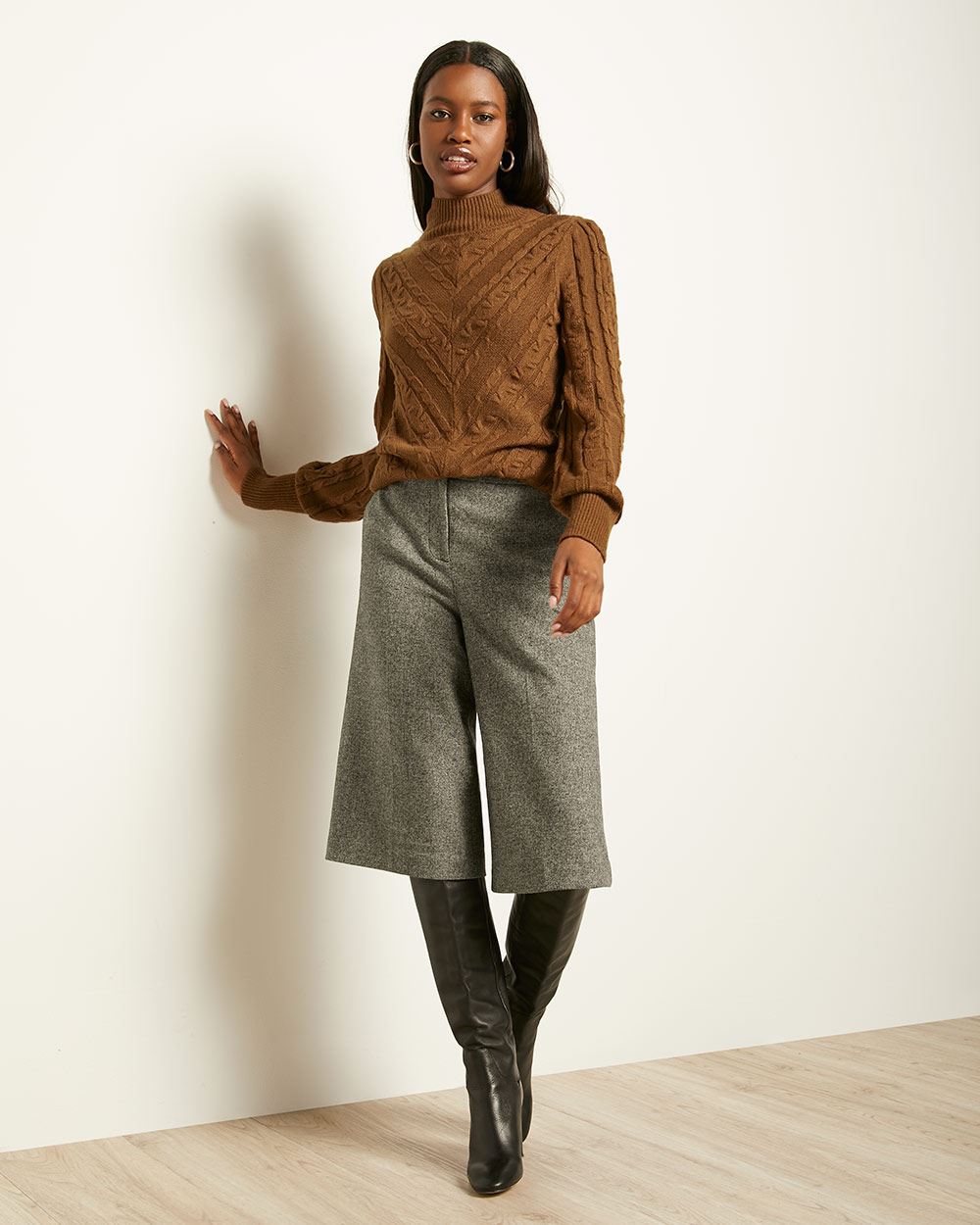 high waist crop wide leg pants