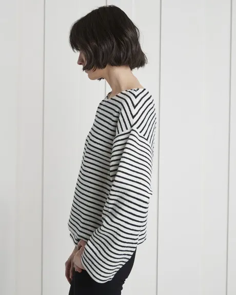 Striped Drop Shoulder Long Sleeve Boxy T-Shirt