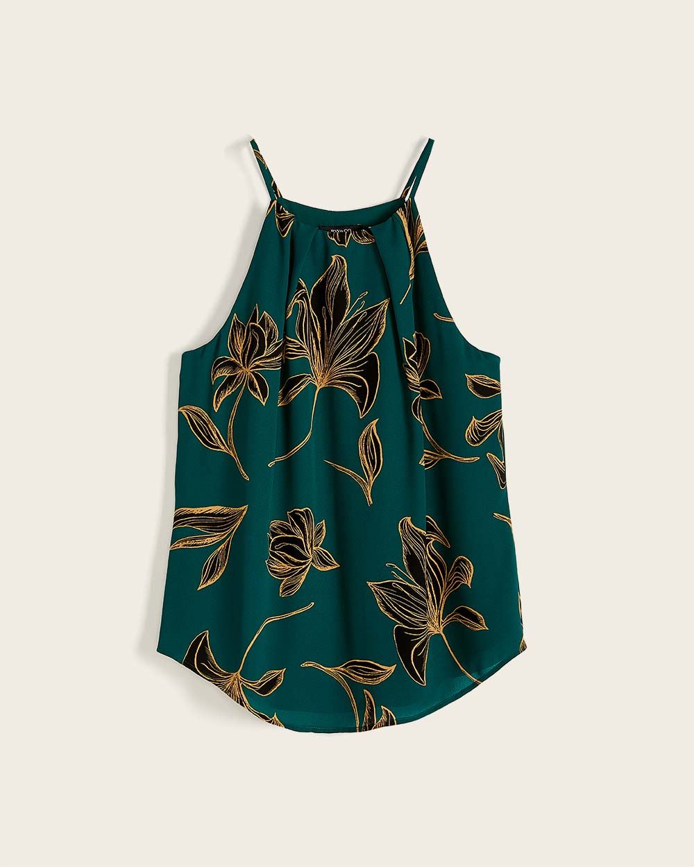 Silky Crepe Front Pleated Halter-Neck Cami | RW&CO.
