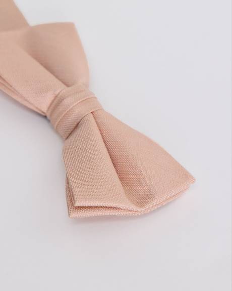 Peach Linen-Blend Bow Tie