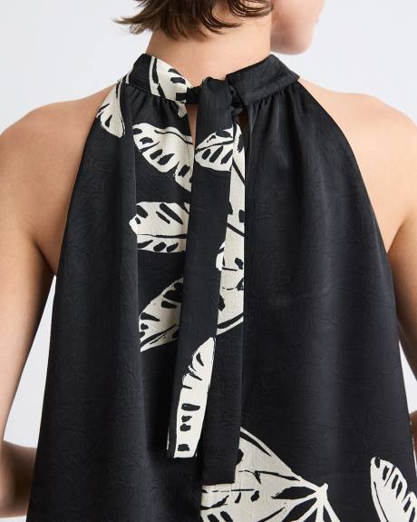 Sleeveless Halter-Neck Satin Blouse