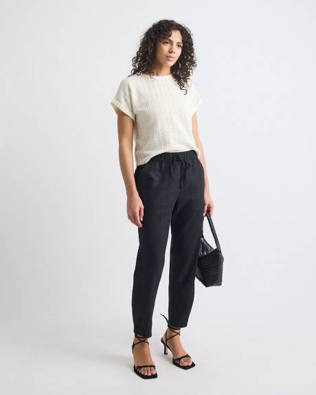 Haut Crochet&eacute; &agrave; Manches Tr&egrave;s Courtes et Col Rond