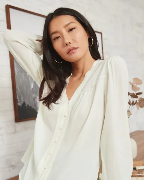 Button-Down Blouse with Long Sleeves
