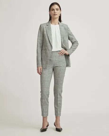 Grey Tweed Slim Ankle Pant with Side Slit - 28"