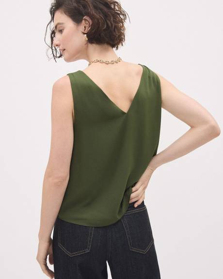Green V-Neck Silky Crepe Cami