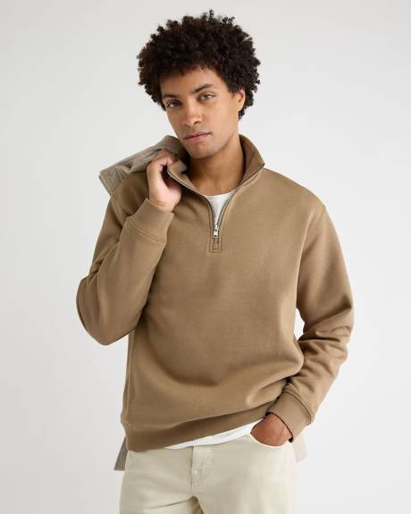 Long-Sleeve Half-Zip Mock-Neck Sweater