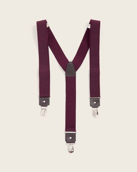 Dotted Burgundy Elastic Suspenders
