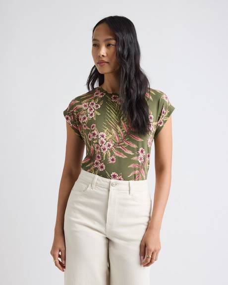 T-Shirt Classique &agrave; Col Rond et Manches Tr&egrave;s Courtes