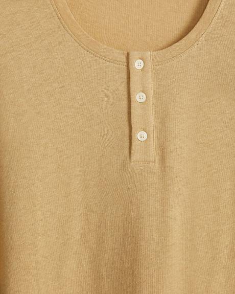 Linen Blend Henley T-Shirt