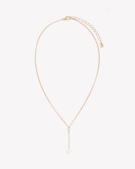 Short Necklace with Zirconia and Pearl Pendant