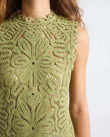 Haut Crochet&eacute; Sans Manches &agrave; Col Rond