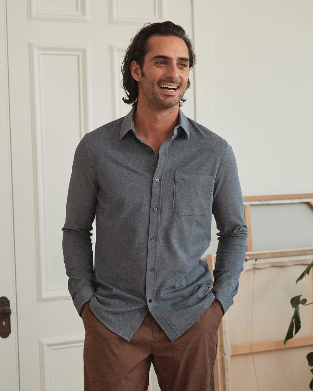 Long-Sleeve Knitted Shirt