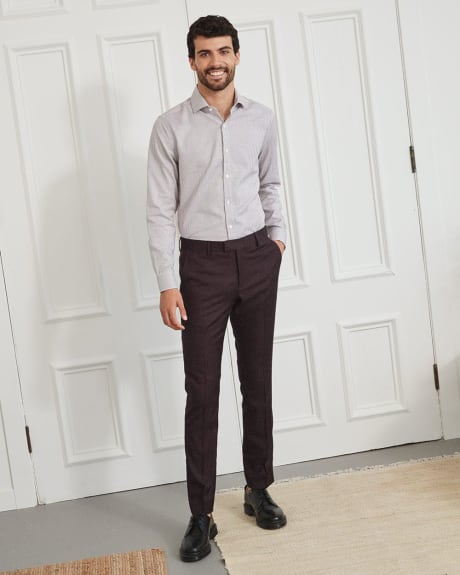 Tailored Fit Dress Shirt with Micro Burgundy Pattern