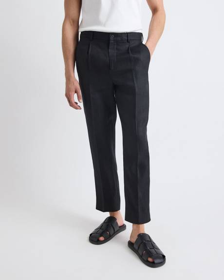 Pleated Tapered-Leg Linen Pant