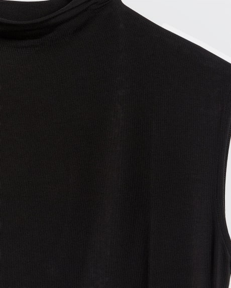 Black Sleeveless Mock-Neck T-Shirt