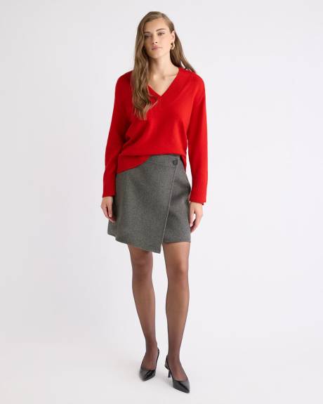 Long-Sleeve V-Neck Merino-Blend Sweater