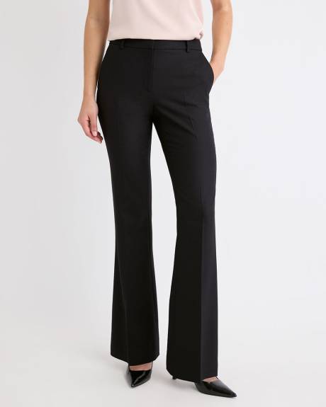 Pantalon à Jambe Évasée et Taille Mi-Haute en Mélange de Laine