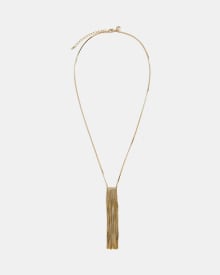 Long Necklace with Gold Fringe Pendant