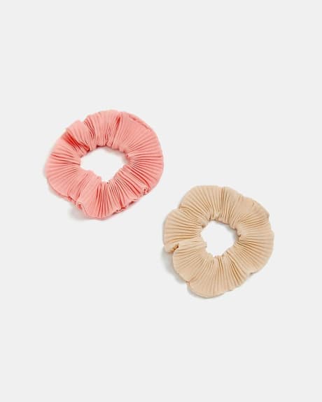 Set of Two Peachy Pleated Scrunchies