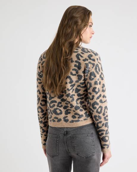 Long-Sleeve Cardigan with Animal Print