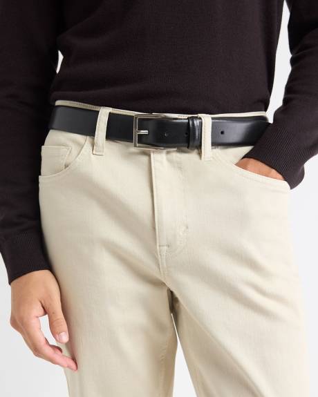 Ceinture en Cuir Noir Texturé avec Boucle Carrée