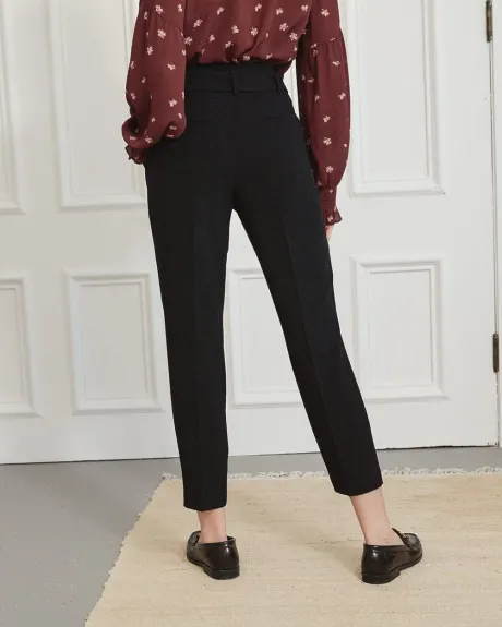 High Waisted Crepe Tapered Ankle Pant with Removable Sash