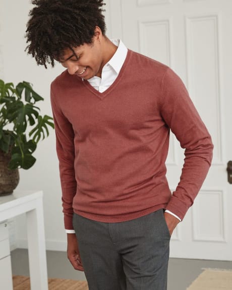 V-Neck Knit Sweater with Elbow Patches