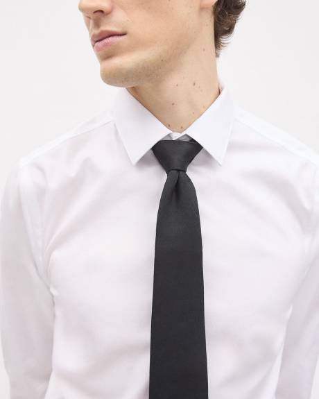 Black Linen-Blend Wide Tie