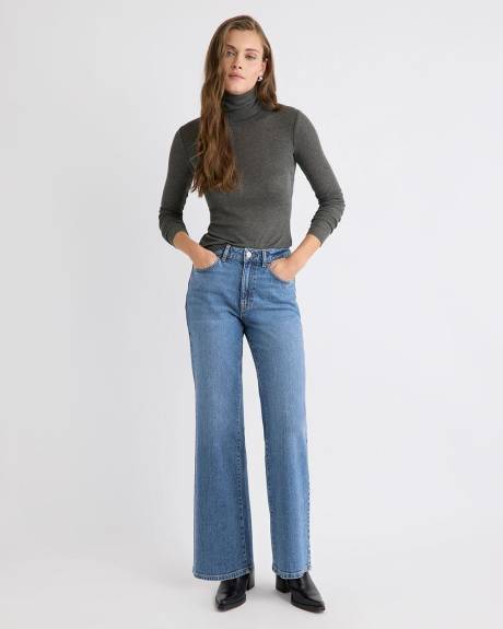 Haut en Mélange de Laine à Manches Longues et Col Haut