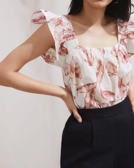 Ruffled Shoulders Popover Blouse