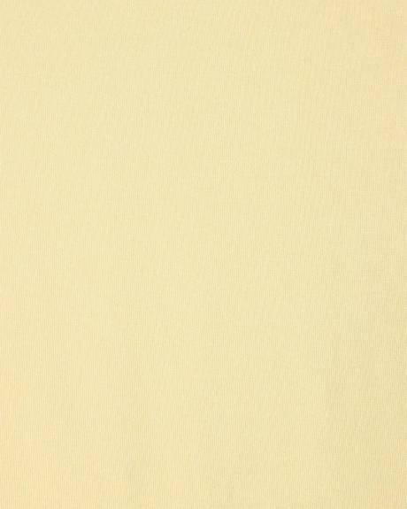 T-Shirt Ajusté à Manches aux Coudes et Col Rond