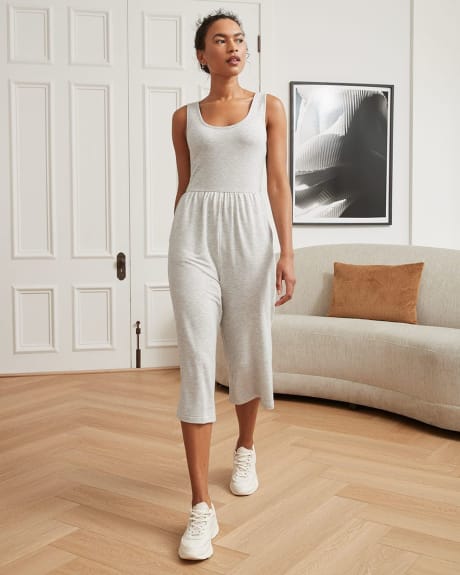 French Terry Cropped Sleeveless Jumpsuit